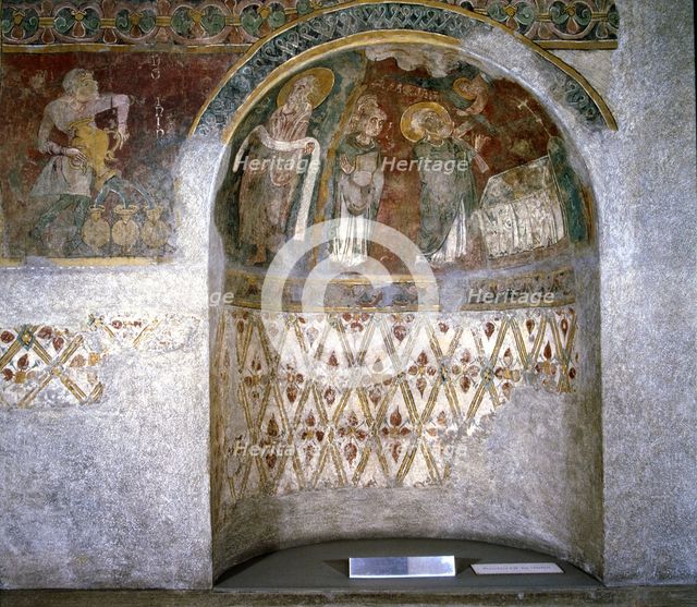 Detail of mural paintings in the Archpriest Church of Sant Esteve (Andorra la Vella).