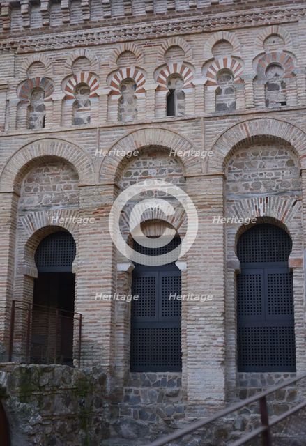 Detail of main façade, Cristo de la Luz Shrine, Toledo, Castile-La Mancha, Spain, 2022.  Creator: LTL.