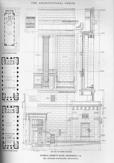 Detail of main facade - Federal Reserve Bank, Richmond, Virginia, 1922. Artist: Sill, Buckler & Fenhagen