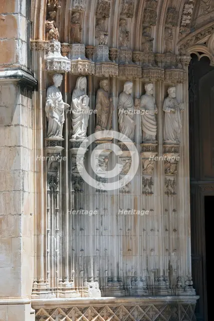 Detail of main portal with archivolt, Monastery of Batalha, Batalha, Portugal, 2009. Creator: Samuel Magal.