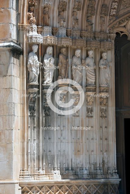 Detail of main portal with archivolt, Monastery of Batalha, Batalha, Portugal, 2009. Creator: Samuel Magal.