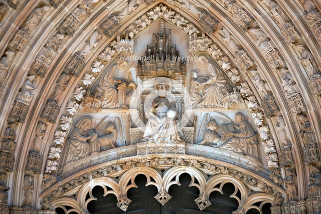Detail of main portal with tympanum and archivolt, Monastery of Batalha, Batalha, Portugal, 2009. Artist: Samuel Magal