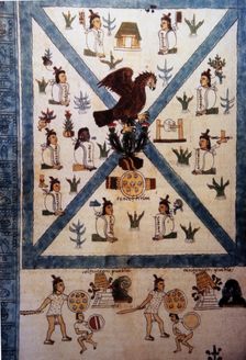 Detail of Mendoza or Mendocino Codex (15th century), depicting the founding of Tenochtitlan
