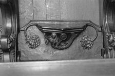 Detail of misericord depicting the mermaid, Ripon Minster, North Yorkshire, 1970. Artist: Laurence Goldman