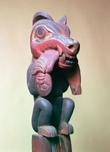 Detail of Native American totem pole
