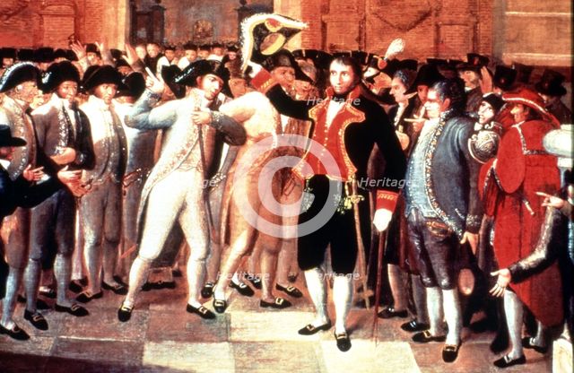 Detail of oil Painting of the Declaration of Independence of Venezuela on April 19, 1810.