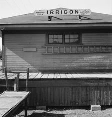 Detail of old railroad station, small farming town, population 108, Irrigon, Oregon, 1939. Creator: Dorothea Lange