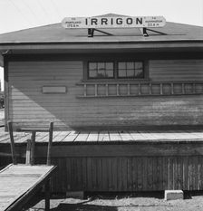 Detail of old railroad station, small farming town, population 108, Irrigon, Oregon, 1939. Creator: Dorothea Lange