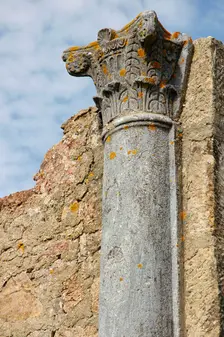 Detail of a Corinthian column in the Forum, Miróbriga, Portugal, 1st-4th centuries (2008). Creator: Unknown