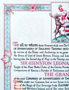 Detail of a certificate of the Hudson's Bay Company, 1955. Creator: Arthur Charles Kirby Ware