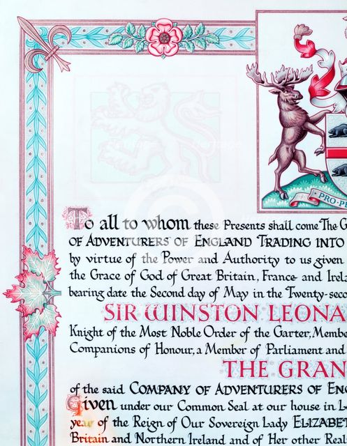 Detail of a certificate of the Hudson's Bay Company, 1955. Creator: Arthur Charles Kirby Ware.
