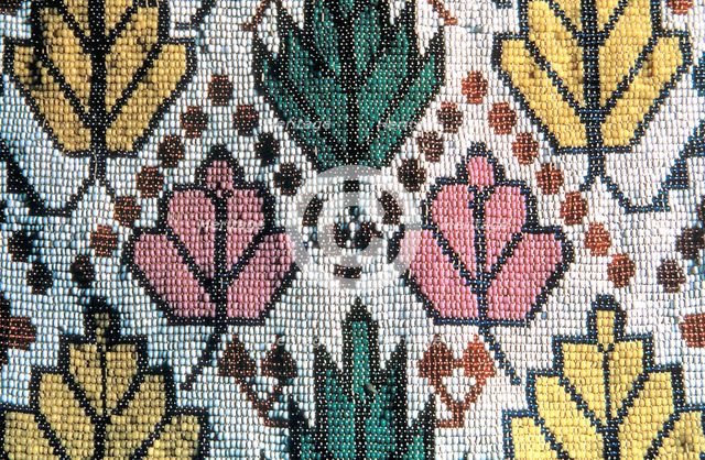 Detail of a Bandolier bag displaying 19th century woven beadwork, 19th century. Artist: Unknown