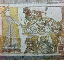 Detail of a bull sacrfice from a Cretan sarcophagus, 16th century BC