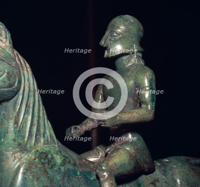Detail of a Greek bronze of a horseman. Artist: Unknown
