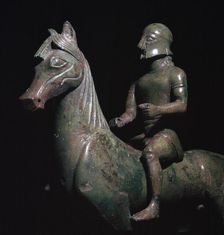 Detail of a Greek bronze of a horseman