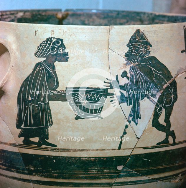Detail of a Greek vase showing Odysseus and Circe, 5th century BC. Artist: Unknown
