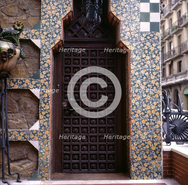 Detail of a door of the Vicens House, designed by Antoni Gaudí i Cornet (1852-1926).