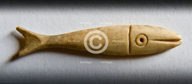 Detail of a fish-shaped bone gaming piece from Portchester Castle, Fareham, Hampshire, 2009. Creator: Derek Kendall.