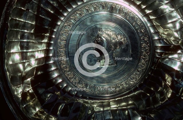 Detail of a fluted silver dish from the Sutton Hoo ship burial, Suffolk, early 7th century. Artist: Unknown