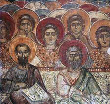 Detail of a fresco of Saints in Paradise, 13th century