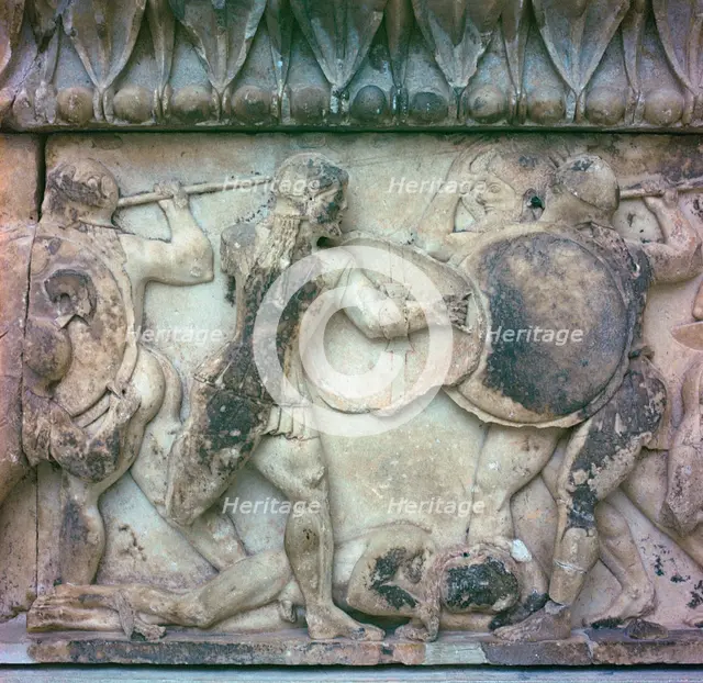 Detail of a frieze on the Treasury of the Siphnians, 6th century BC. Artist: Unknown