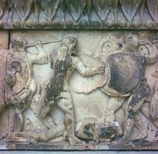 Detail of a frieze on the Treasury of the Siphnians, 6th century BC