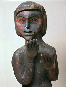 Detail of a Kwakiutl tribe Native American grave marker