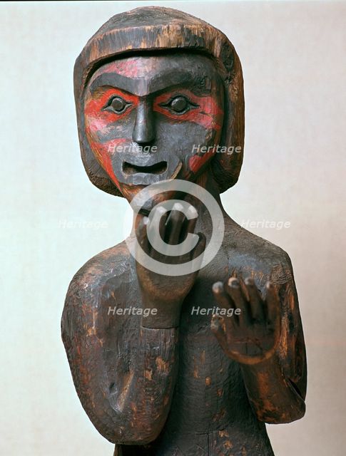 Detail of a Kwakiutl tribe Native American grave marker. Artist: Unknown