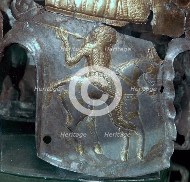 Detail of a horseman from the helmet of a Thraco-Getic chief. Artist: Unknown