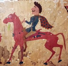 Detail of a horseman from felt Scythian wall-hanging