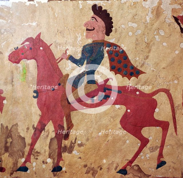 Detail of a horseman from felt Scythian wall-hanging. Artist: Unknown