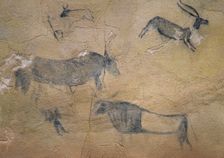 Detail of a large bovine scene, Caves of El Cogul, Lleida, Catalonia, Spain, 1997. Creator: Unknown