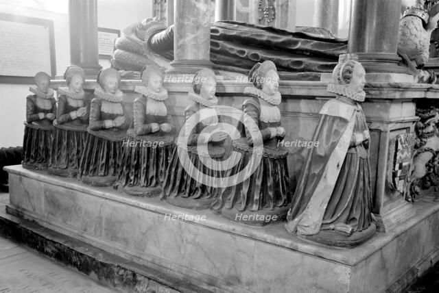 Detail of a monument in Rotherfield Greys church, Oxfordshire, 1964. Artist: Laurence Goldman