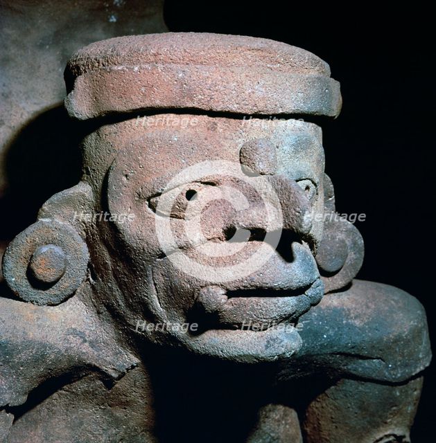 Detail of a Mayan pottery incense burner, 8th century. Artist: Unknown