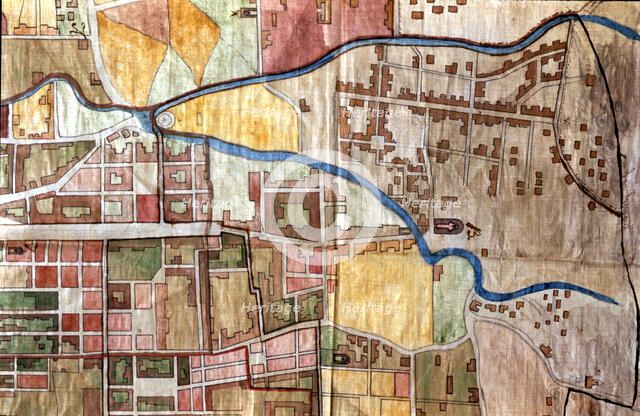 Detail of a map of the village of Gracia (Barcelona) in 1845.