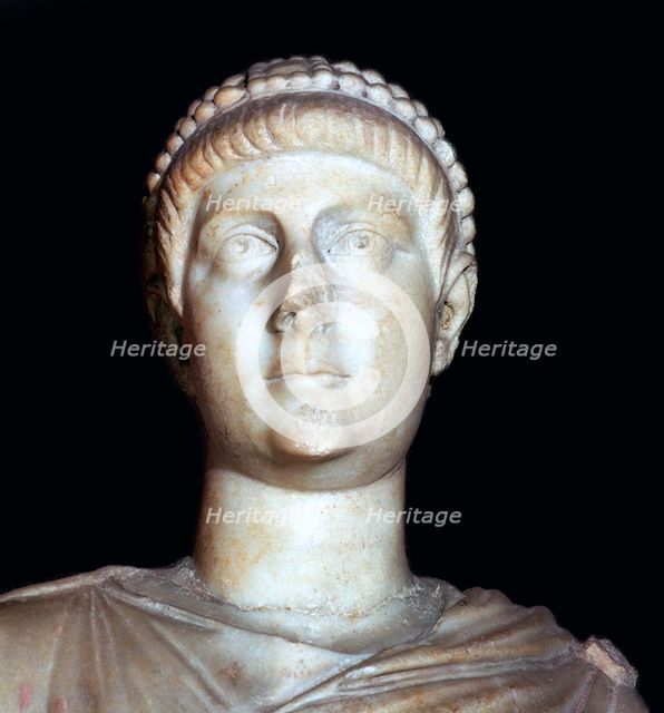 Detail of a marble statue of Valentinian II, 4th century. Artist: Unknown