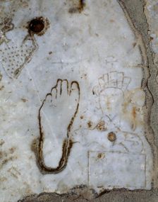 Detail of a marble slab, Marble street, CIty of Ephesus, Roman imperial era, Anatolia, Turkey, 1999. Creator: LTL
