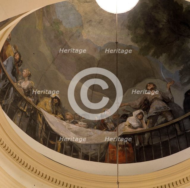 Detail of a mural painting in the ceiling of the Church of San Antonio de la Florida.