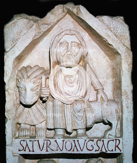 Detail of a Neo-Punic relief showing a priest. Artist: Unknown