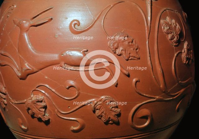 Detail of a Samian ware pot found in England. Artist: Unknown