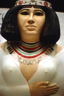 Detail of a sculpture of Nofret, wife of Prince Rahotep, Meidum, 4th Dynasty, c26th century BC. Creator: Unknown