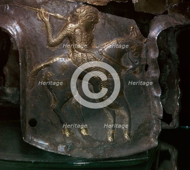 Detail of a silver and gilded Thraco-Getic helmet, 4th century BC. Artist: Unknown