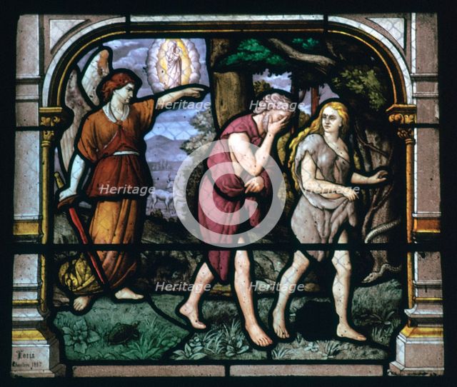 Detail of a stained glass window in Chartres, 19th century. Artist: Unknown