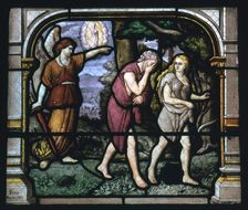 Detail of a stained glass window in Chartres, 19th century