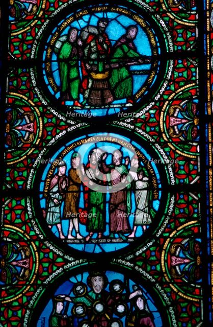 Detail of a stained glass window in St Denis, France, 12th century. Artist: Unknown