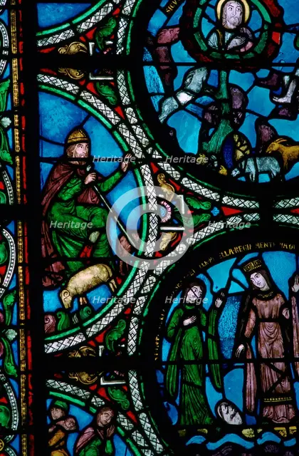 Detail of a stained glass window showing the story of Moses, 12th century. Artist: Unknown