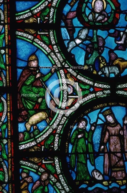Detail of a stained glass window showing the story of Moses, 12th century. Artist: Unknown