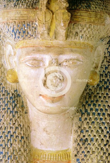 Detail of a statue of Meritamen, one of the wives of Rameses II, Cairo Museum, Egypt. Creator: Tony Evans.