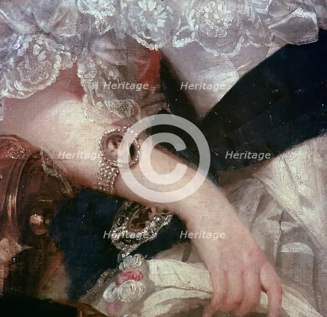 Detail of a portrait of Queen Victoria, 1841. Artist: Herbert Luther Smith.