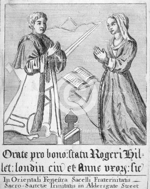 Detail of a panel from a memorial window in Trinity Hall, City of London, 1750.                      Artist: Anon